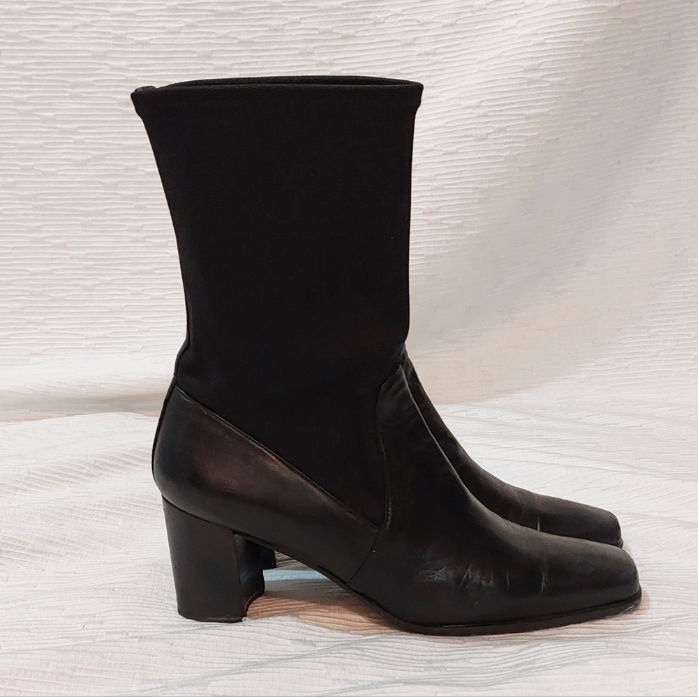 Stuart Weitzman Black Mid-Calf Block Heel Boots - Picture 2 of 15